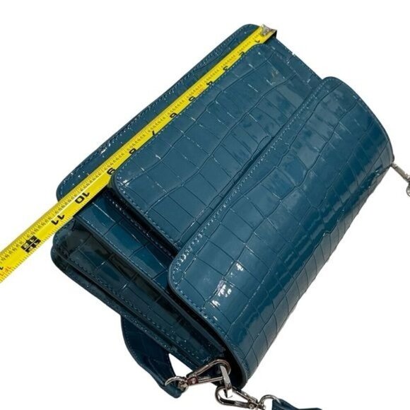 NEW HVISK Cayman Pocket Embossed Crossbody Bag in Dark Blue Vegan Leather - Picture 6 of 8